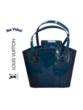 🦋RARE! LOUIS VUITTON LV Monogram Vernis Leather Avalon MM & wallet in Bleu Nuit🦋